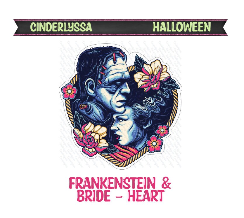 Frankenstein & Bride - Heart with flowers Silicone Mold, Aroma Bead Molds, Car Freshener Mold, Premium Cardstock