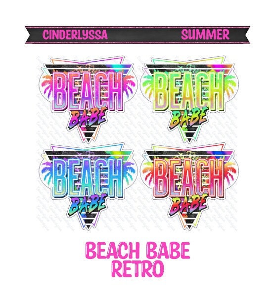 Beach Babe Retro Multicolored for Silicone Mold, Aroma Bead Molds, Car Freshener Mold, Premium Cardstock Images