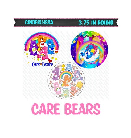 3.75 inch Round: Care Bears Mix for Silicone Mold, for Aroma Bead Molds, Car Freshener, Premium Cardstock Images