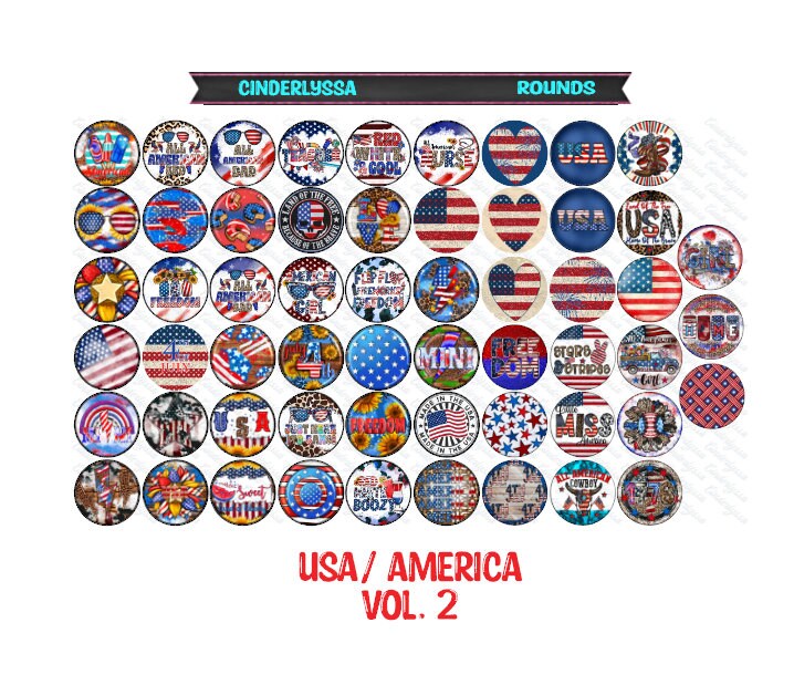 3 inch Round USA/America Vol. 2 Cardstock Only for freshies - NO MOLD: for Aroma Bead Molds, Car Freshener, Premium Cardstock Images
