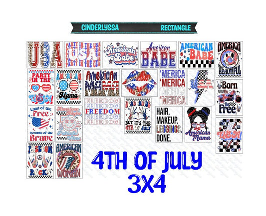 3x4 inch Rectangle: 4th of July Theme Cardstock/Picture With Beveled Edge Silicone Mold, Aroma Bead Molds, Car Freshener Mold