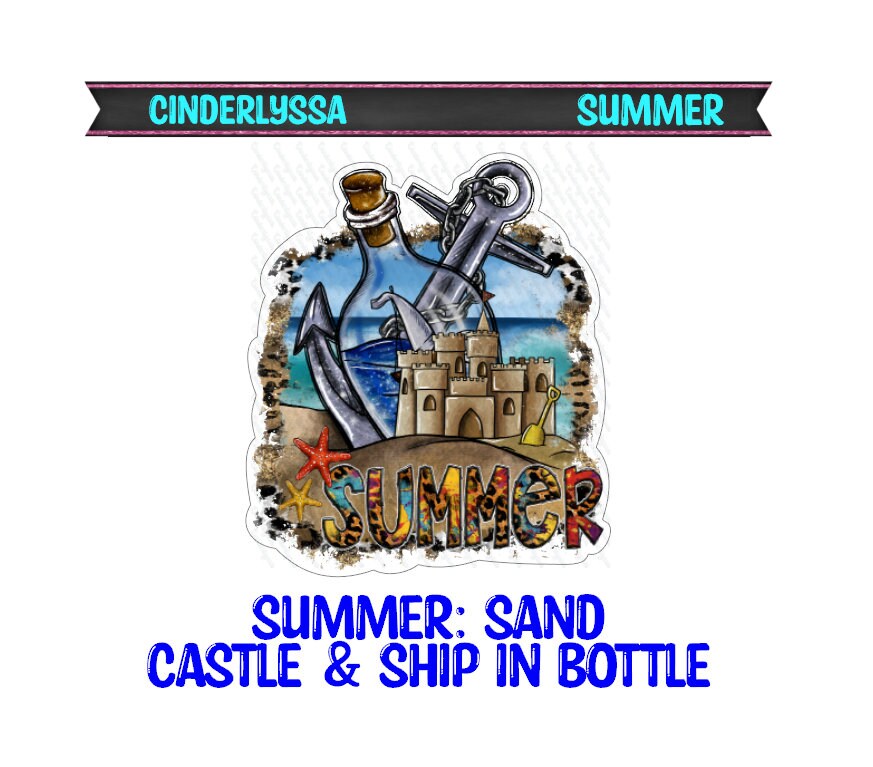 Summer: Sand Castle & Ship In Bottle with Anchor Silicone Mold, Aroma Bead Molds, Car Freshener Mold, Premium Cardstock Images