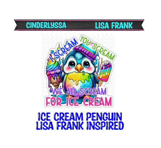 Ice Cream Penguin: Lisa Frank Inspired Silicone Mold, Aroma Bead Molds, Car Freshener Mold, Premium Cardstock Images