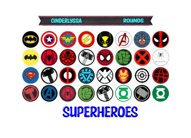 3 inch Round Superheroes: Cardstock Only for freshies -NO MOLD for Aroma Bead Molds, Car Freshener, Premium Cardstock Images