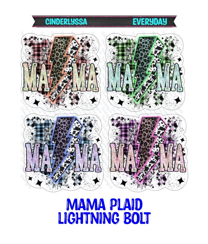 Mama Plaid: Lightning Bolt with Leopard Multicolor Silicone Mold, Aroma Bead Molds, Car Freshener Mold, Premium Cardstock Images