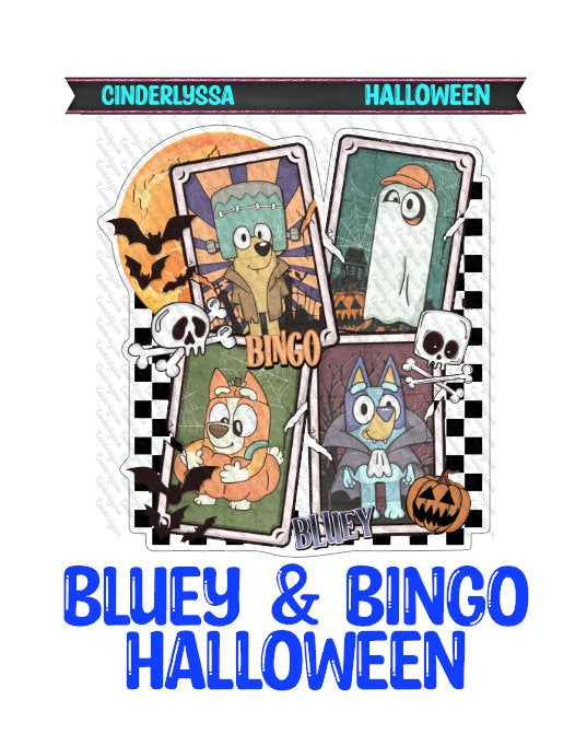 Bluey & Bingo Halloween with Pumpkin and Bats Silicone Mold, Aroma Bead Molds, Car Freshener Mold, Premium Cardstock Images