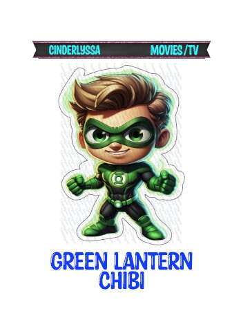 Green Lantern Chibi: Superhero, Comic Book Character Silicone Mold, Aroma Bead Molds, Car Freshener Mold, Premium Cardstock Images