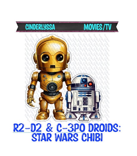 R2-D2 & C-3PO Chibi: Star Wars Movies Silicone Mold, Aroma Bead Molds, Car Freshener Mold, Premium Cardstock Images