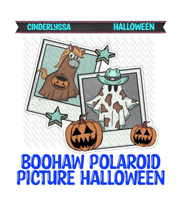 Boo Haw Polaroid Picture Halloween: Pumpkin, Cactus, and Bats Silicone Mold, Aroma Bead Molds, Car Freshener Mold, Premium Cardstock Images