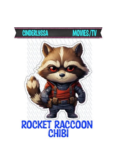 Rocket Raccoon Chibi: Guardians Galaxy, Weapon Specialist Silicone Mold, Aroma Bead Molds, Car Freshener Mold, Premium Cardstock Images