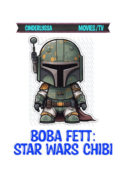 Boba Fett Chibi: Star Wars Movies Silicone Mold, Aroma Bead Molds, Car Freshener Mold, Premium Cardstock Images