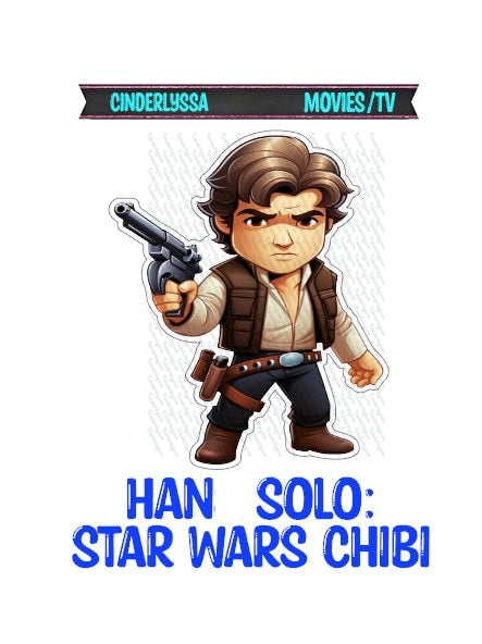 Hans Solo Chibi: Star Wars Movies Silicone Mold, Aroma Bead Molds, Car Freshener Mold, Premium Cardstock Images