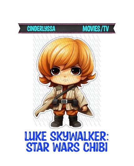 Luke Skywalker Chibi: Star Wars Movies Silicone Mold, Aroma Bead Molds, Car Freshener Mold, Premium Cardstock Images