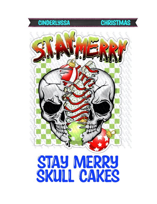 Stay Merry Skull Cakes: Skull with Christmas Ornaments Silicone Mold, Aroma Bead Molds, Car Freshener Mold, Premium Cardstock Images