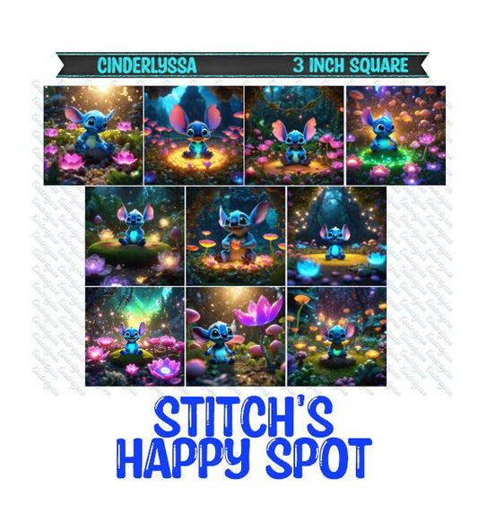 3 inch Square: Stitch's Happy Spot Theme Cardstock/Picture With Beveled Edge Silicone Mold, Aroma Bead Molds, Car Freshener Mold