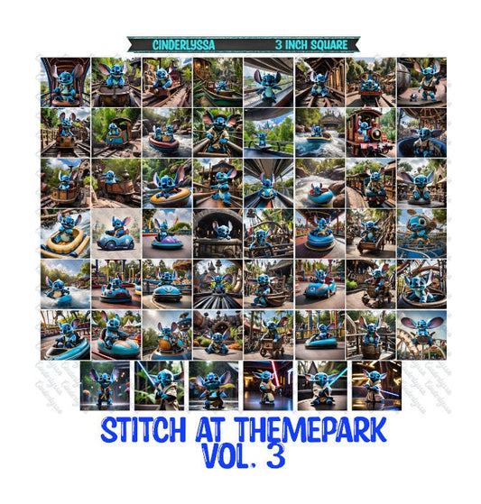 3 inch Square: Stitch at Theme Park Vol. 3 Theme Cardstock/Picture With Beveled Edge Silicone Mold, Aroma Bead Molds, Car Freshener Mold