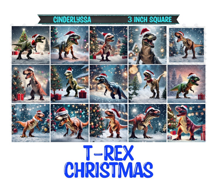 3 inch Square: T-Rex Christmas Theme Cardstock/Picture With Beveled Edge Silicone Mold, Aroma Bead Molds, Car Freshener Mold