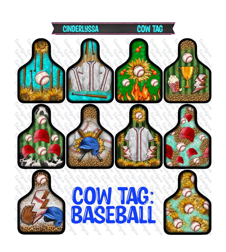 Cow Tag: Baseball Theme Silicone Mold, Aroma Bead Molds, Car Freshener Mold, Car Freshies, Premium Cardstock Images