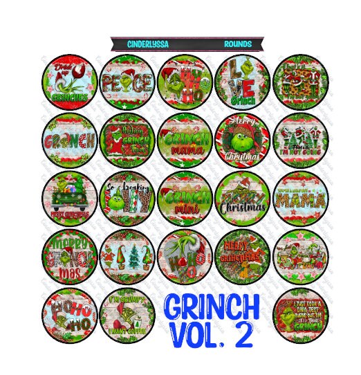 3 inch Round Grinch Vol. 2: Cardstock Only for freshies -NO MOLD for Aroma Bead Molds, Car Freshener, Premium Cardstock Images
