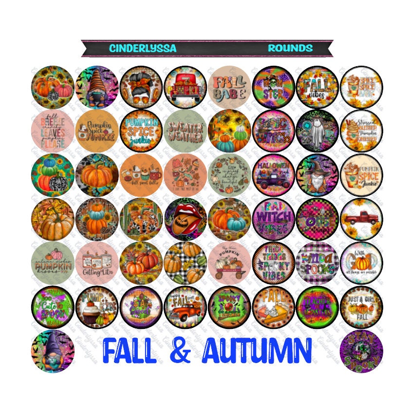 3 inch Round Fall & Autumn: Cardstock Only for car freshies - NO MOLD for Aroma Bead Molds, Car Freshener, Premium Cardstock Images