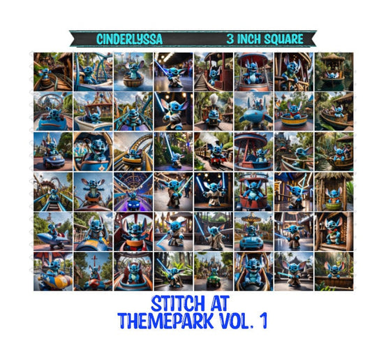 3 inch Square: Stitch at Theme Park Vol. 1 Theme Cardstock/Picture With Beveled Edge Silicone Mold, Aroma Bead Molds, Car Freshener Mold