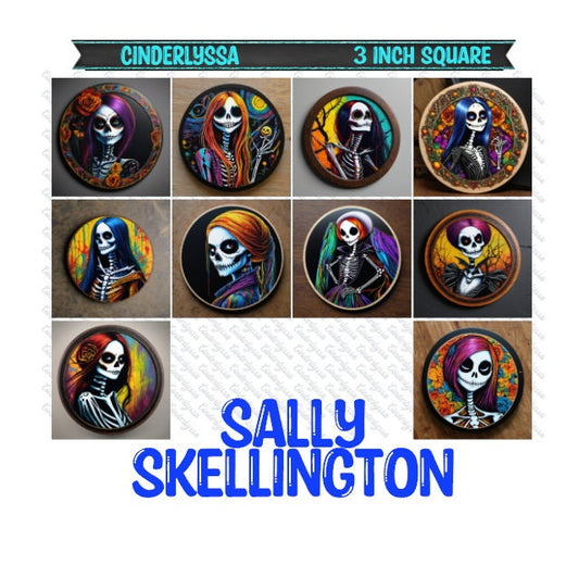 3 inch Square: Sally Skellington Theme Cardstock/Picture With Beveled Edge Silicone Mold, Aroma Bead Molds, Car Freshener Mold