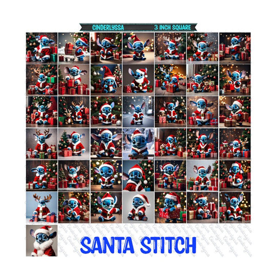 3 inch Square: Santa Stitch Theme Cardstock/Picture With Beveled Edge Silicone Mold, Aroma Bead Molds, Car Freshener Mold