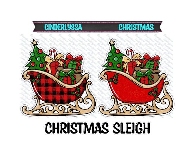 Christmas Sleigh with Tree and Presents: Red Buffalo Plaid for Silicone Mold, Aroma Bead Molds, Car Freshener Mold, Premium Cardstock