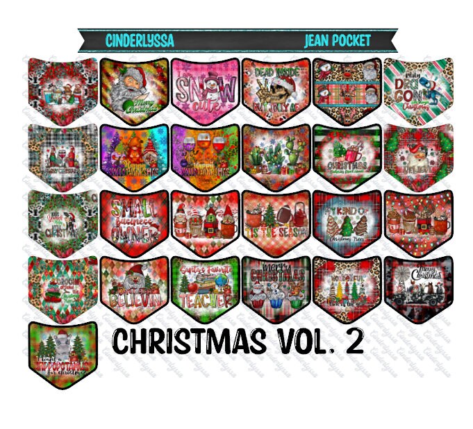 Christmas Vol. 2 - Jean Pocket Cardstock Image Inserts for Silicone Mold, Aroma Bead Molds, Car Freshener Mold, Cardstock Silicone Mold