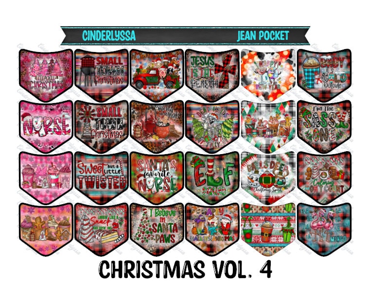 Christmas Vol. 4 - Jean Pocket Cardstock Image Inserts for Silicone Mold, Aroma Bead Molds, Car Freshener Mold, Cardstock Silicone Mold