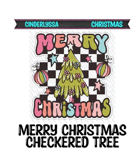 Merry Christmas Checkered Tree for Silicone Mold, Aroma Bead Molds, Car Freshener Mold, Premium Cardstock Images