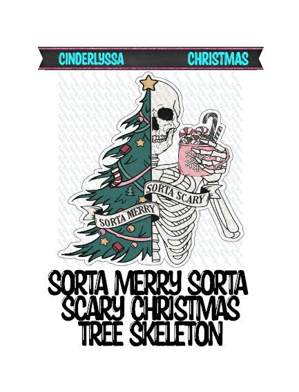 Sorta Merry Sorta Scary Christmas Tree Skeleton holding Cocoa Silicone Mold, Aroma Bead Molds, Car Freshener Mold, Premium Cardstock Images