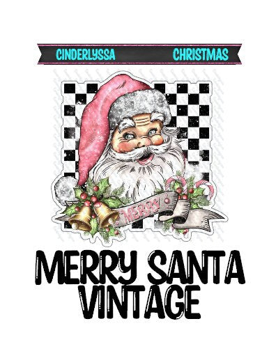 Merry Santa Vintage: Retro Pattern & Bells Silicone Mold, Aroma Bead Molds, Car Freshener Mold, Car Freshies, Premium Cardstock Images