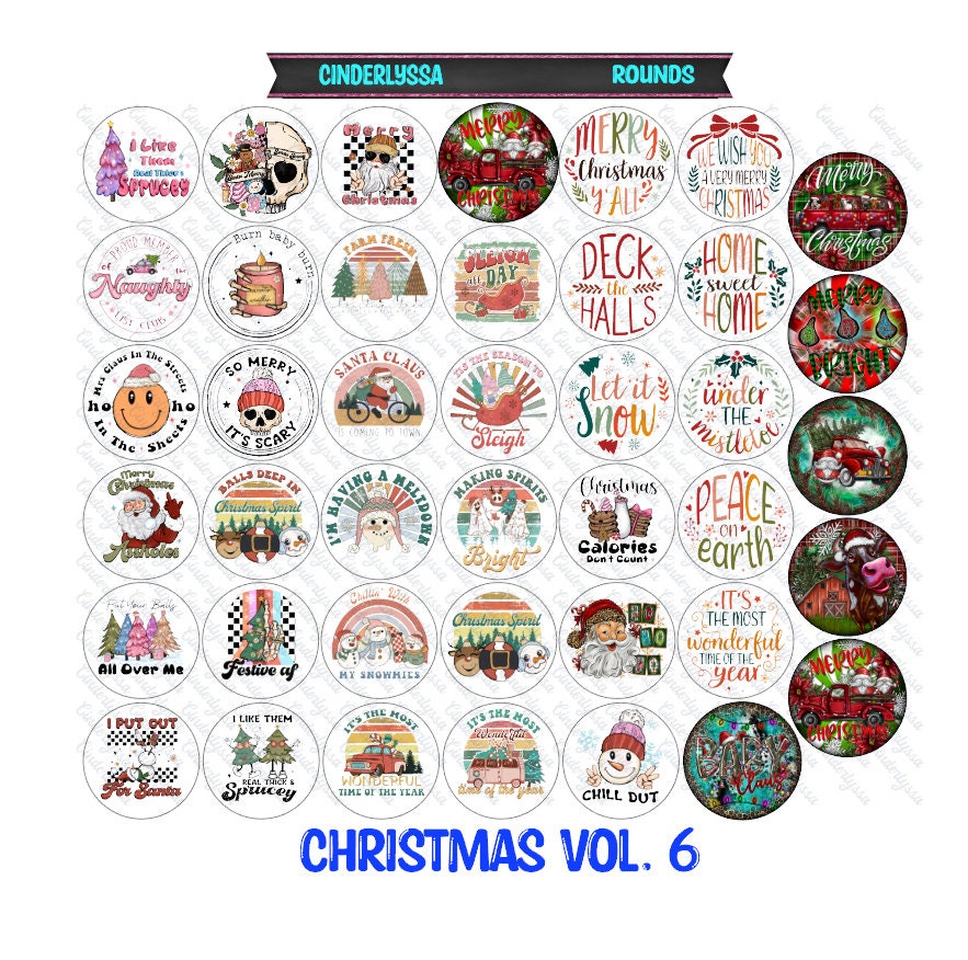 2.5 inch Round Christmas Vol. 6 Cardstock Only for freshies: for Aroma Bead Silicone Molds, Car Freshener, Premium Cardstock Images-NO MOLD