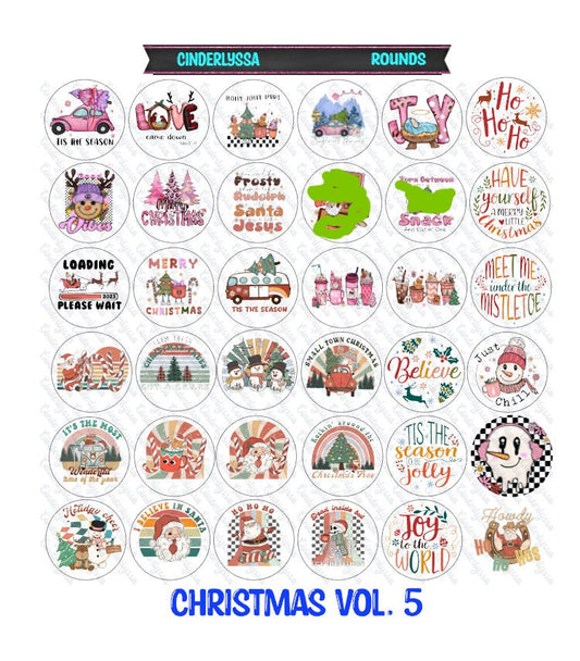 2.5 inch Round Christmas Vol. 5 Cardstock Only for freshies: for Aroma Bead Silicone Molds, Car Freshener, Premium Cardstock Images-NO MOLD