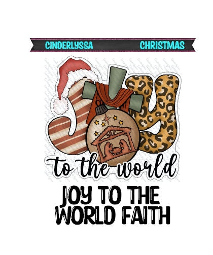 Joy to the World Faith: Nativity, Leopard/Candy Cane Pattern for Silicone Mold,Aroma Bead Molds,Car Freshener Mold, Premium Cardstock Images