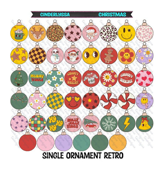 Single Ornament Retro Christmas - Leopard, flowers, Smiley for Silicone Mold, Aroma Bead Molds, Car Freshener Mold, Premium Cardstock Images