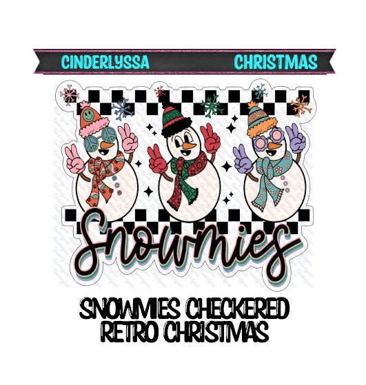 Snowmies Checkered Retro Christmas Silicone Mold, Aroma Bead Molds, Car Freshener Mold, Premium Cardstock Images