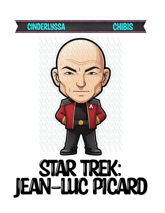 Star Trek Chibi: Jean-Luc Picard Silicone Mold, Aroma Bead Molds, Car Freshener Mold, Premium Cardstock Images