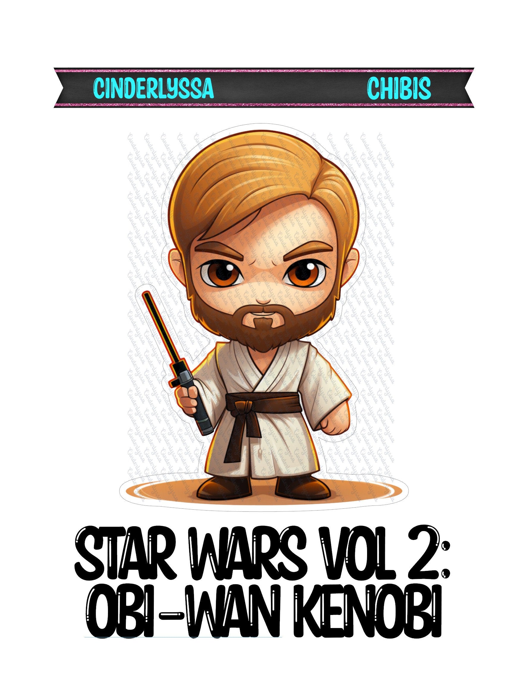 Star Wars Vol. 2 Chibi: Obi-Wan Kenobi Silicone Mold, Aroma Bead Molds, Car Freshener Mold, Premium Cardstock Images