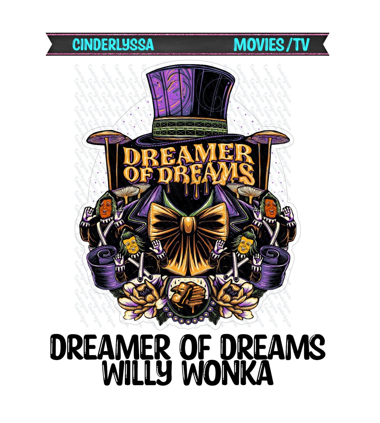 Dreamer of Dreams Willy Wonka Movie Inspired Silicone Mold, Aroma Bead Molds, Car Freshener Mold, Premium Cardstock Images