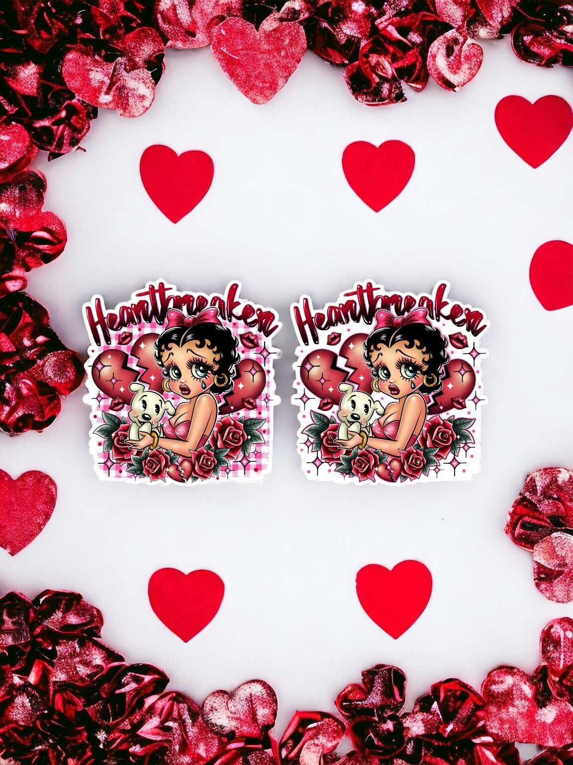 Heartbreaker Betty Boop Valentine Silicone Mold, Aroma Bead Molds, Car Freshener Mold, Vent Clip, Premium Cardstock Images