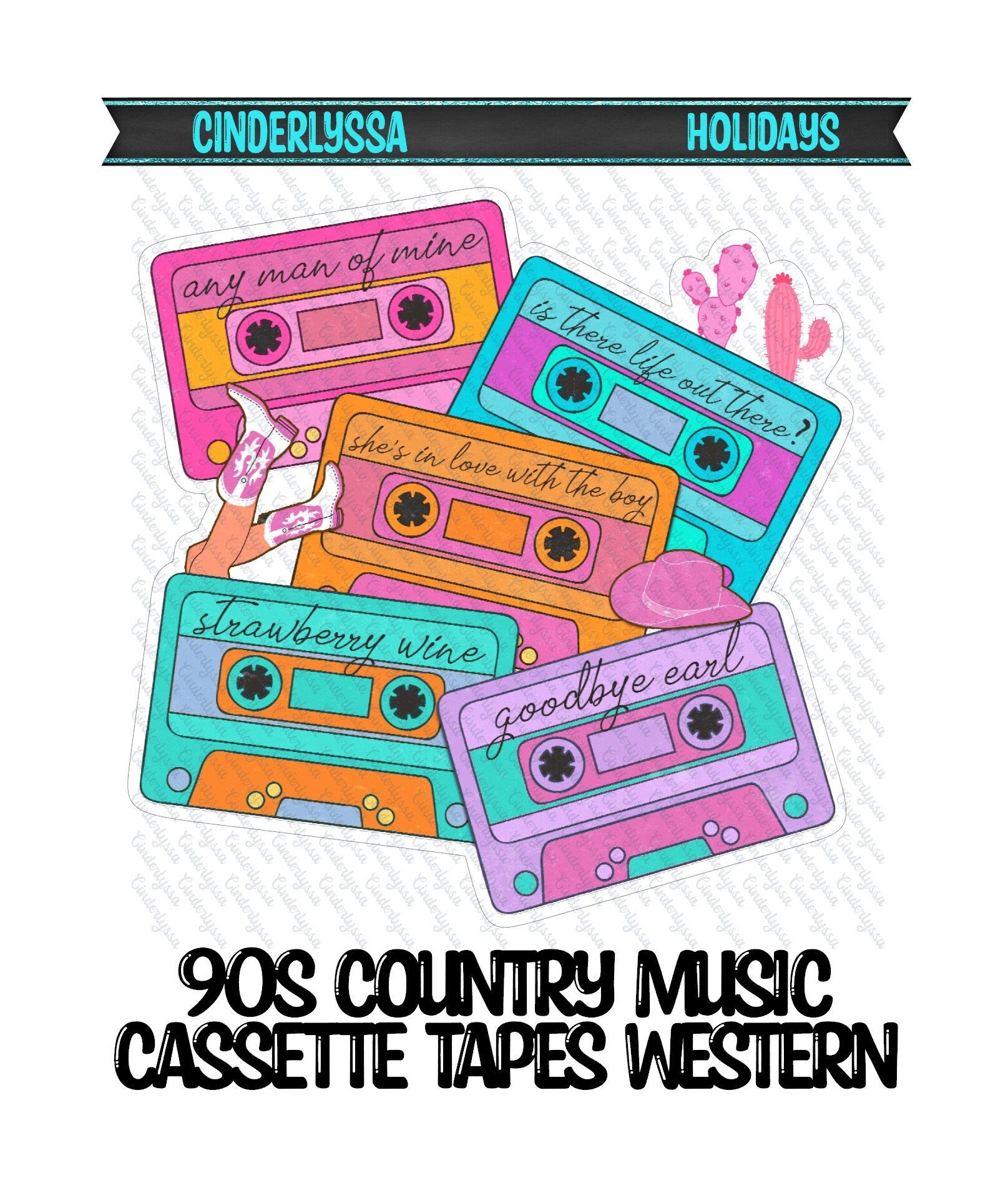 90's Country Music Cassette Tapes Pink Western Silicone Mold, Aroma Bead Molds, Car Freshener Mold, Premium Cardstock Images