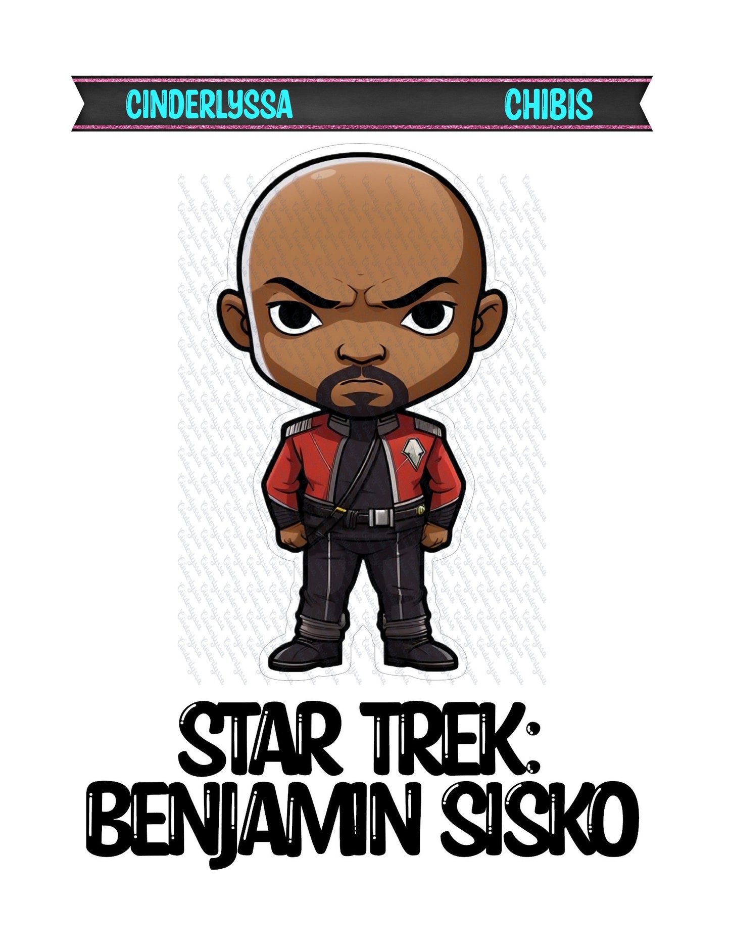 Star Trek Chibi: Benjamin Sisko Silicone Mold, Aroma Bead Molds, Car Freshener Mold, Premium Cardstock Images