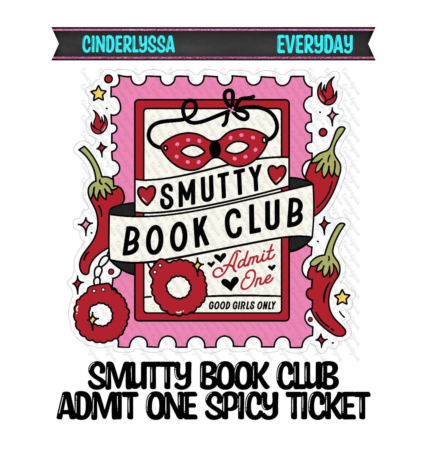 Smutty Book Club Admit One Spicy Ticket Silicone Mold, Aroma Bead Molds, Car Freshener Mold, Premium Cardstock Images