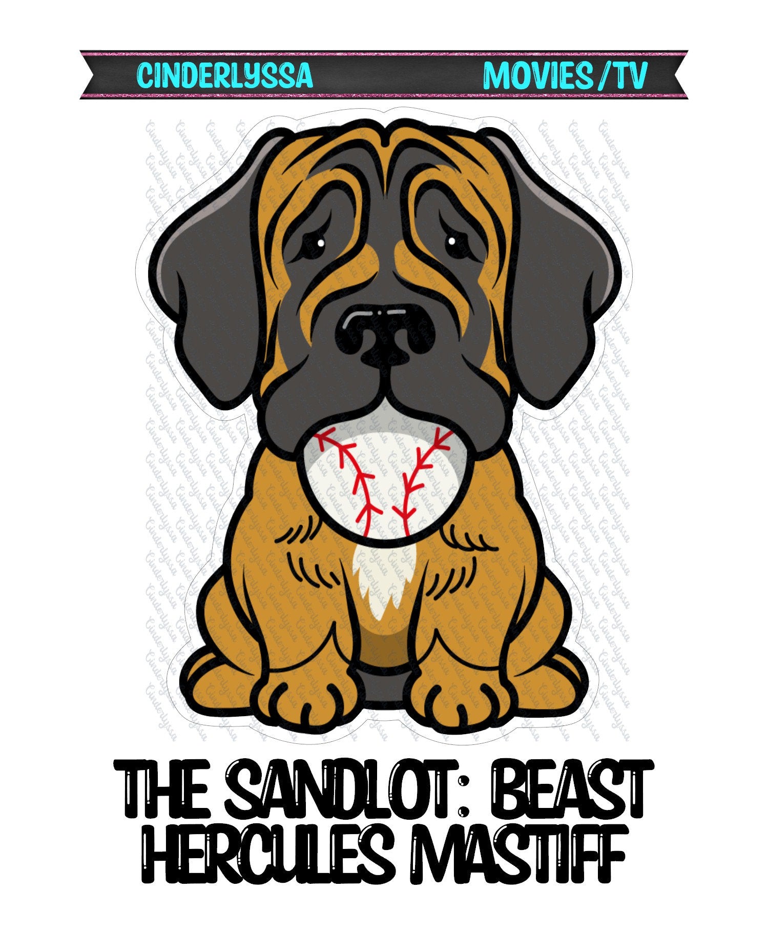 The Sandlot: Beast Hercules Mastiff Dog with Baseball Silicone Mold, Aroma Bead Molds, Car Freshener Mold, Premium Cardstock Images