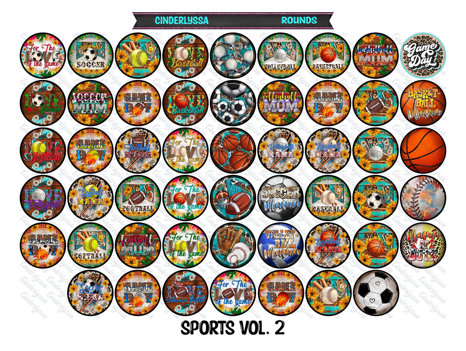 2.5 inch Round Sports Vol. 2 Cardstock Only for freshies: Silicone Mold, Car Freshener, Premium Cardstock Images-NO MOLD