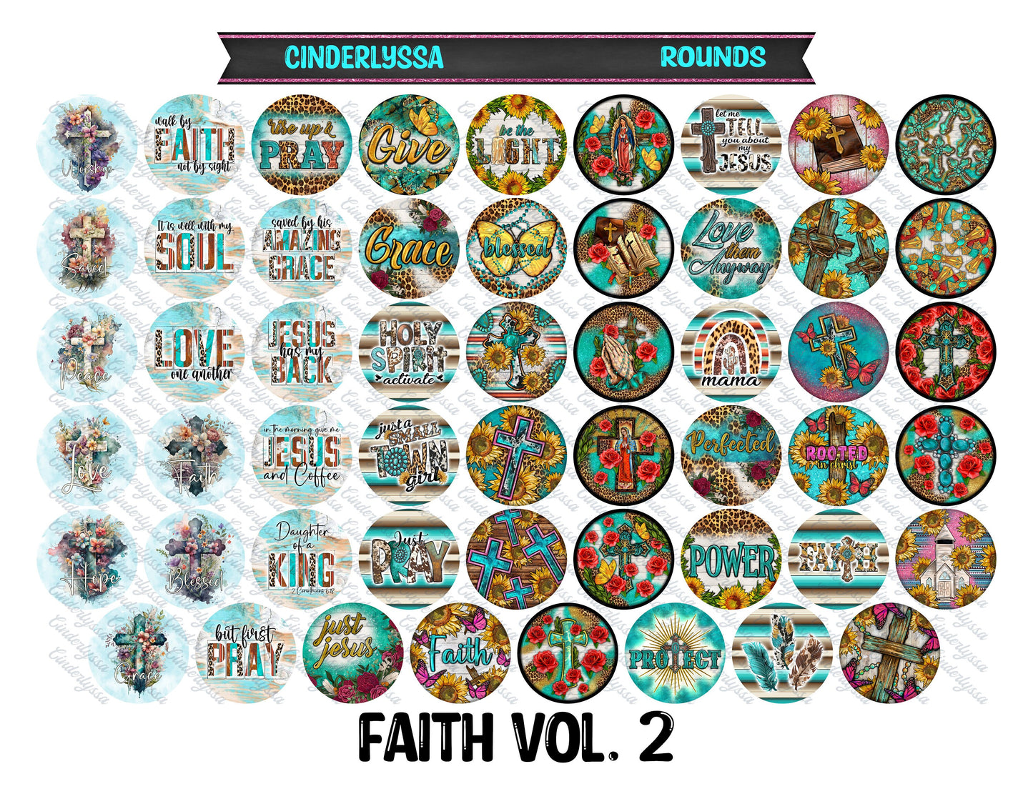 2.5 inch Round Faith Vol. 2 Cardstock Only for freshies: Silicone Mold,for Aroma Bead Molds, Car Freshener, Premium Cardstock Images-NO MOLD