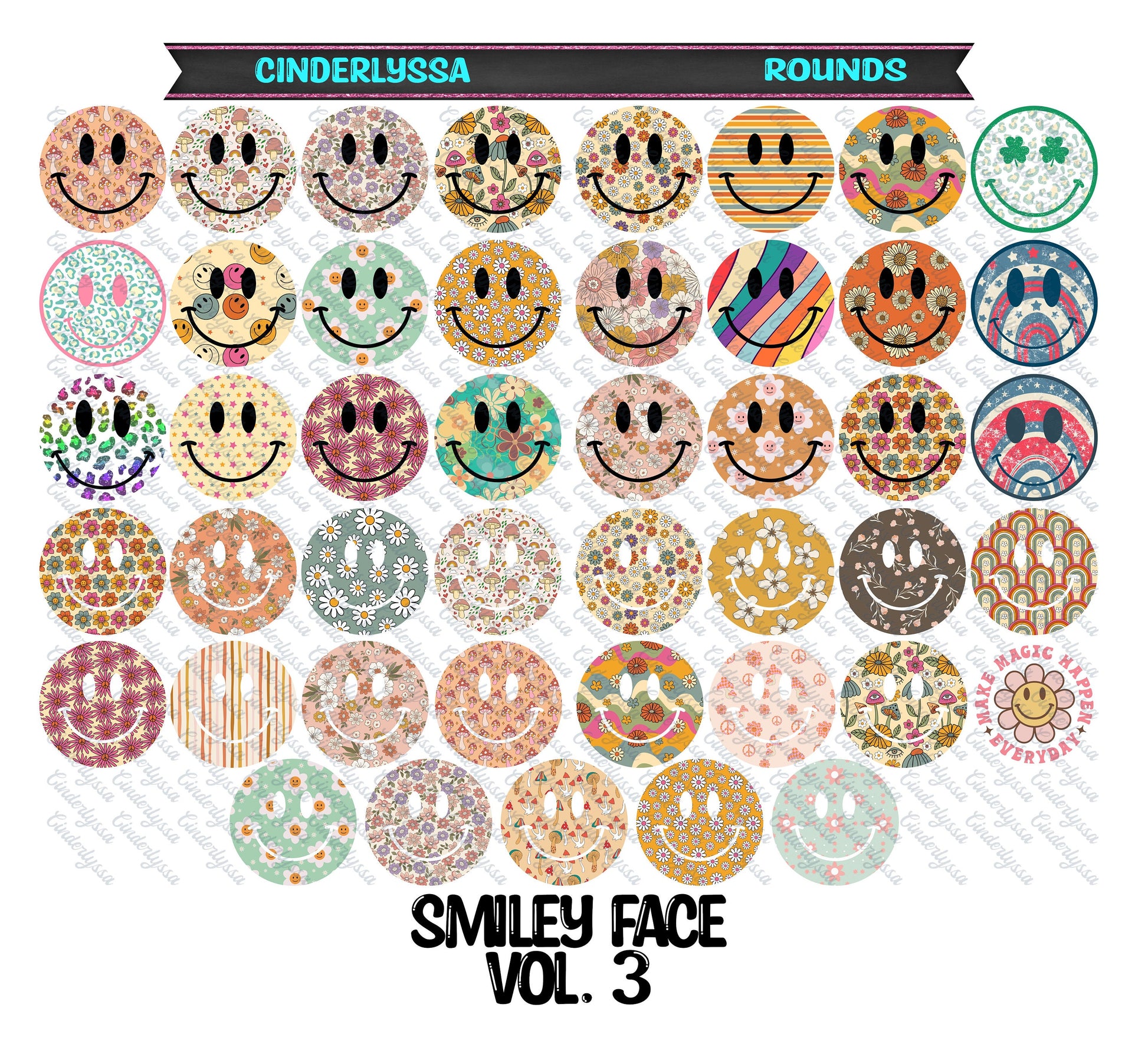 3 inch Round Smiley Face: Vol. 3 Cardstock Only for freshies -NO MOLD, Silicone Mold, for Aroma Bead Molds, Car Freshener, Premium Cardstock