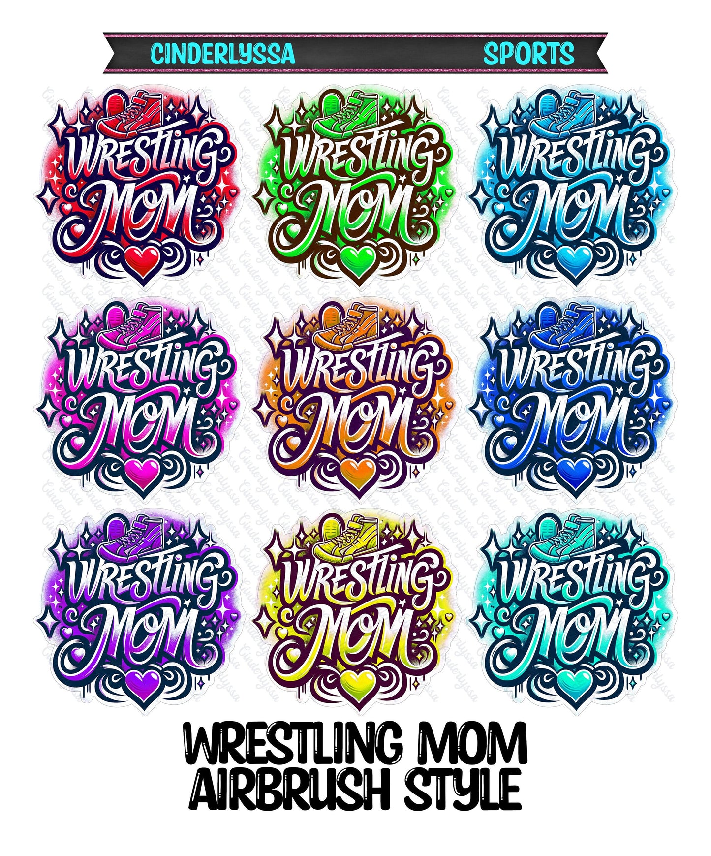 Wrestling Mom Airbrush Style Silicone Mold, Aroma Bead Molds, Car Freshener Mold, Premium Cardstock Images